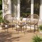 3 Pieces Brown Rope Patio Set with Chairs and Glass-Top Table Outdoor